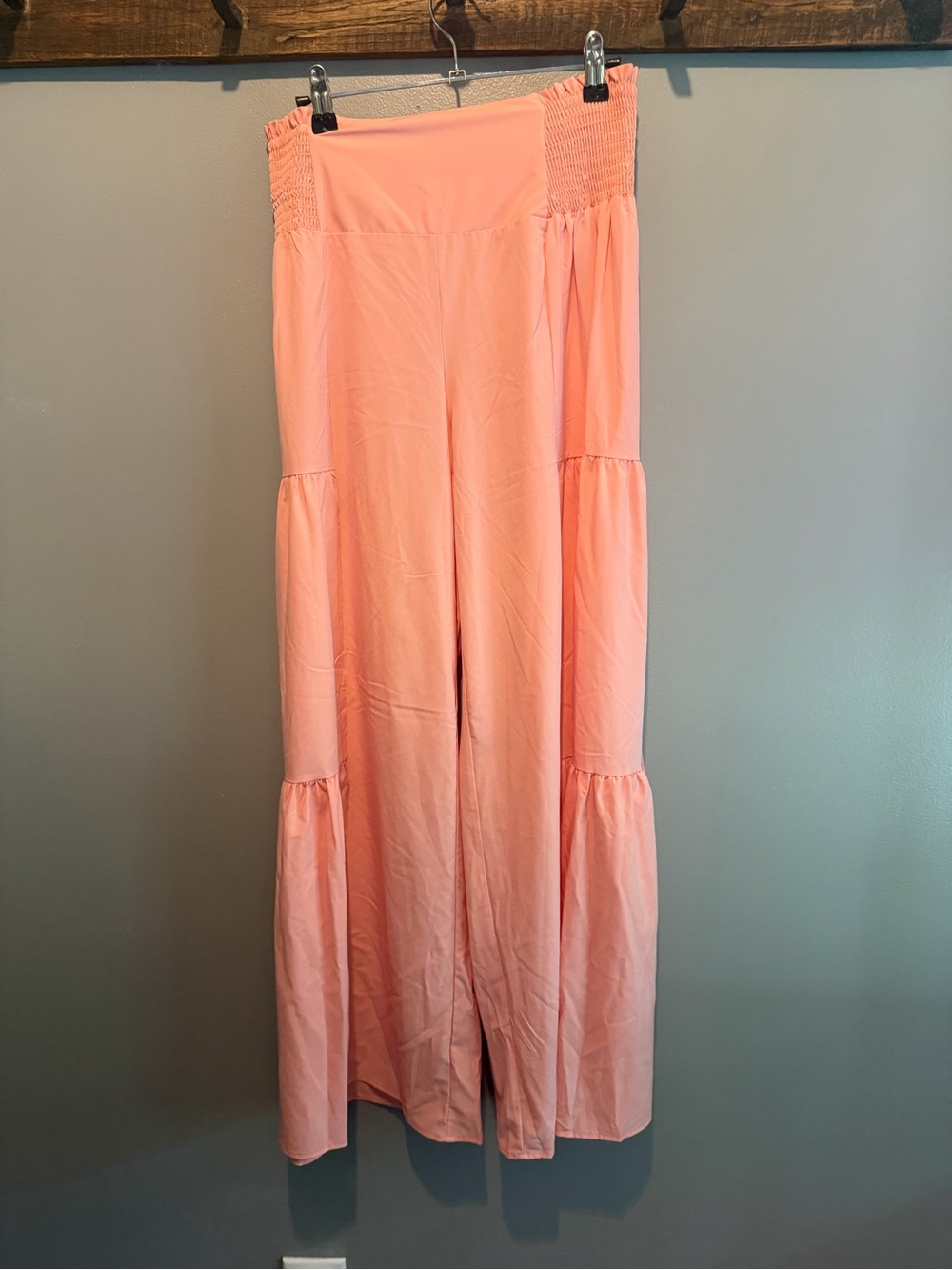 HALARA Coral Pink Wide-Leg Smocked Waist Jumpsuit Pants